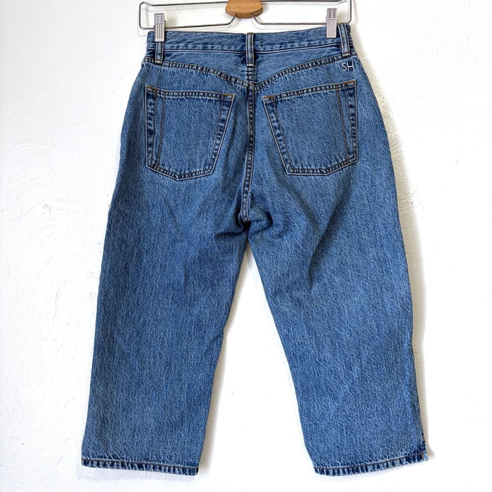 STILL HERE NY Capri Cropped Jeans Classic Blue Denim Size 26 - Picture 6 of 16